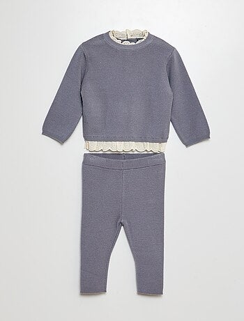 Conjunto de jersey con bordados + legging - 2 piezas