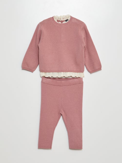 Conjunto de jersey con bordados + legging - 2 piezas - Kiabi