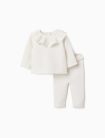 Conjunto de jersey de punto con volantes + pantalón