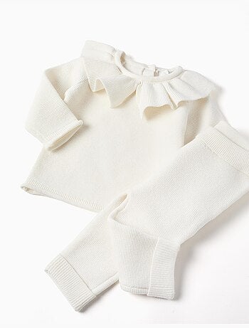 Conjunto de jersey de punto con volantes + pantalón
