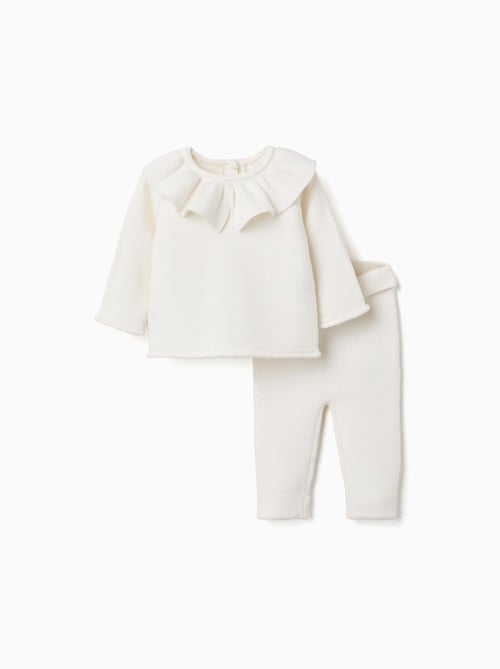 Conjunto de jersey de punto con volantes + pantalón - Kiabi