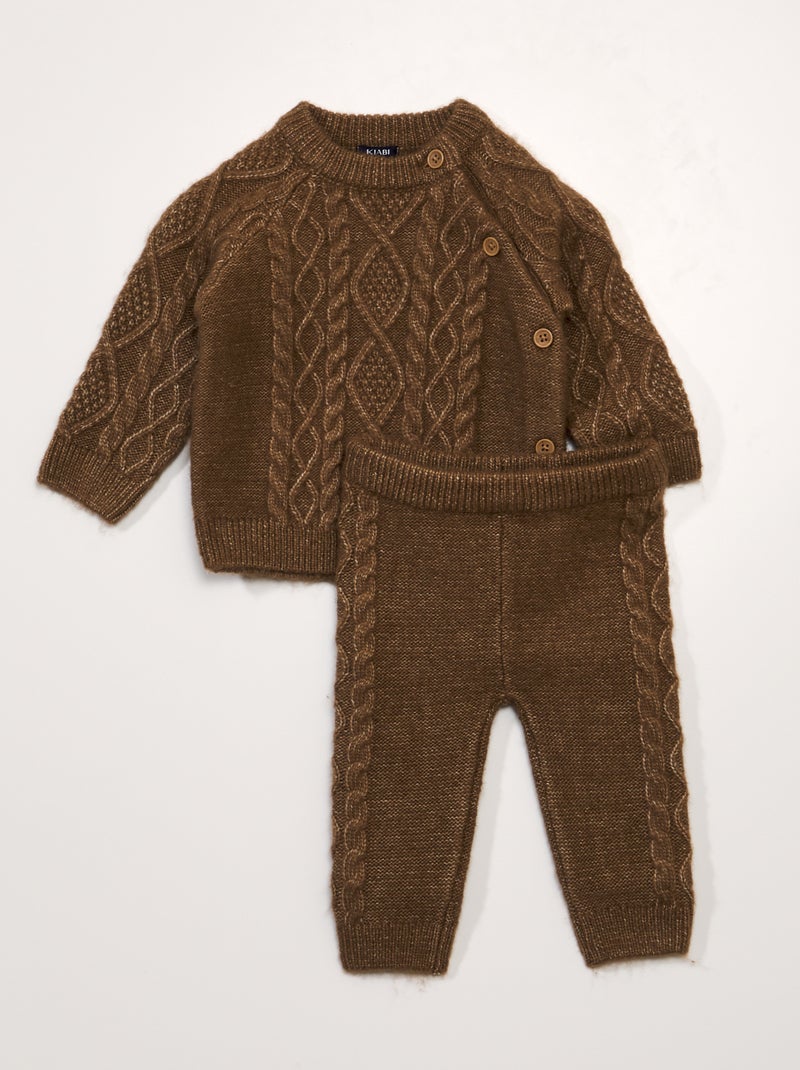 Conjunto de jersey + legging de punto trenzado MARRON - Kiabi