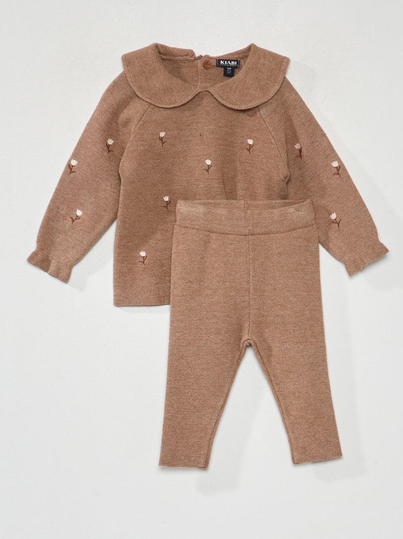 Conjunto de jersey + legging para bebé MARRON - Kiabi