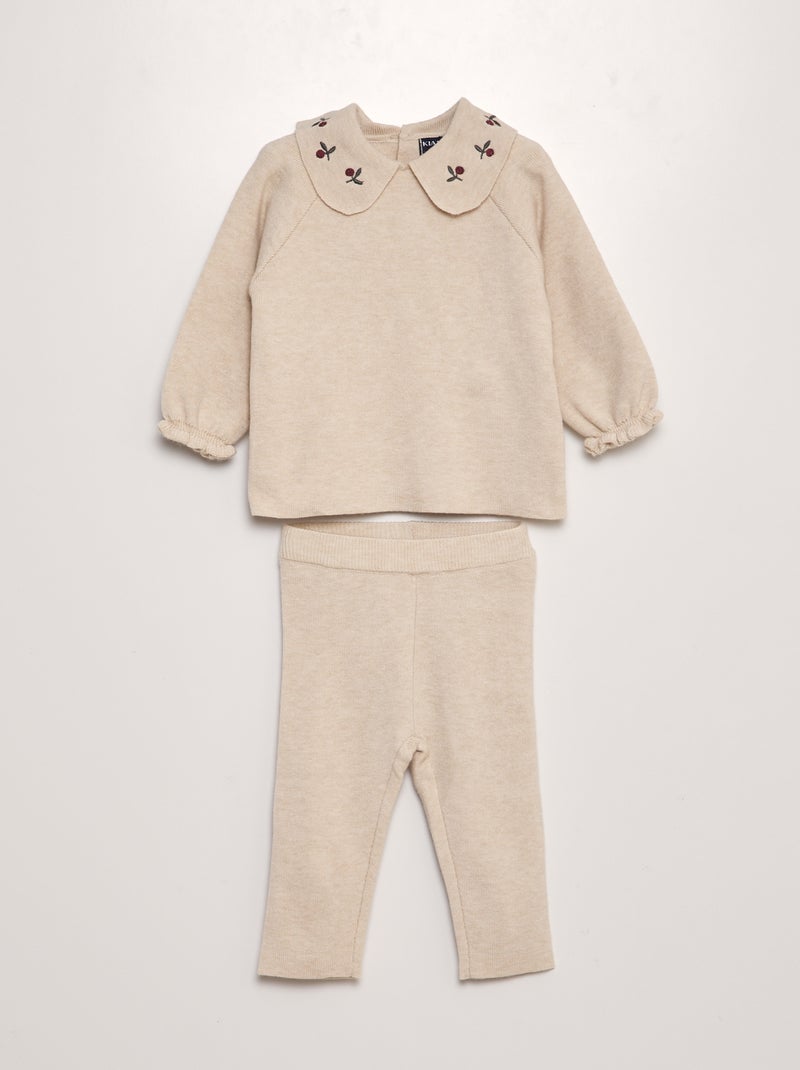 Conjunto de jersey + pantalón de punto compacto - 2 piezas BEIGE - Kiabi
