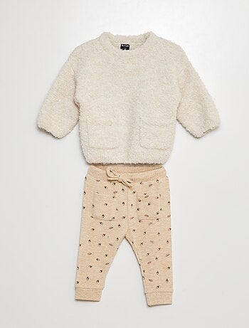 Conjunto de jersey + pantalón de punto suave - 2 piezas
