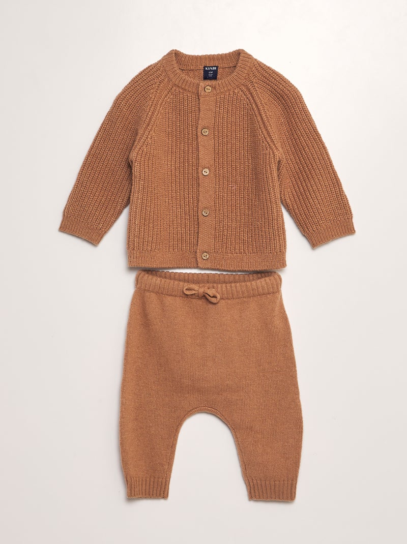 Conjunto de jersey + pantalón de punto tricotado  - 2 piezas MARRON - Kiabi