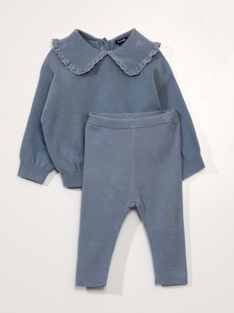 Conjunto de jersey y legging de canalé AZUL - Kiabi