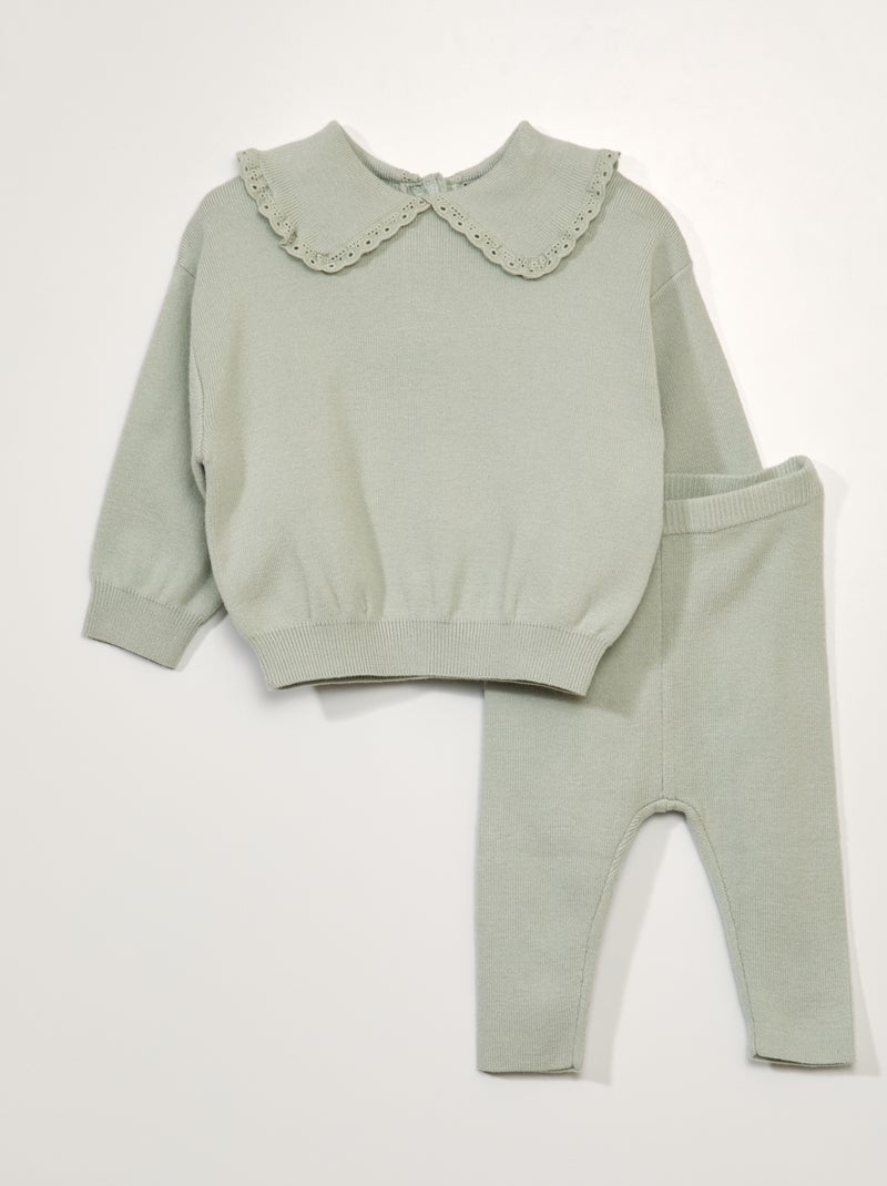 Conjunto de jersey y legging de canalé GRIS - Kiabi