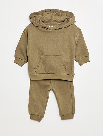 Conjunto de chándal liso de felpa sudadera + pantalón - 2 piezas