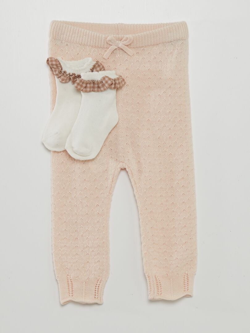Conjunto de legging de punto tricotado + calcetines ROSA - Kiabi