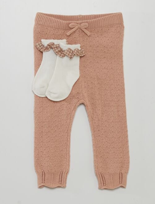 Conjunto de legging de punto tricotado + calcetines - Kiabi