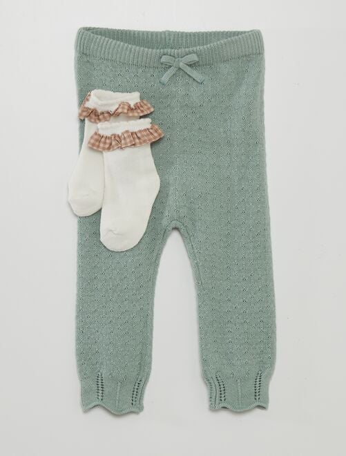 Conjunto de legging de punto tricotado + calcetines - Kiabi