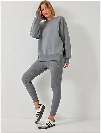 Conjunto de leggings y parte superior de canalé lucci