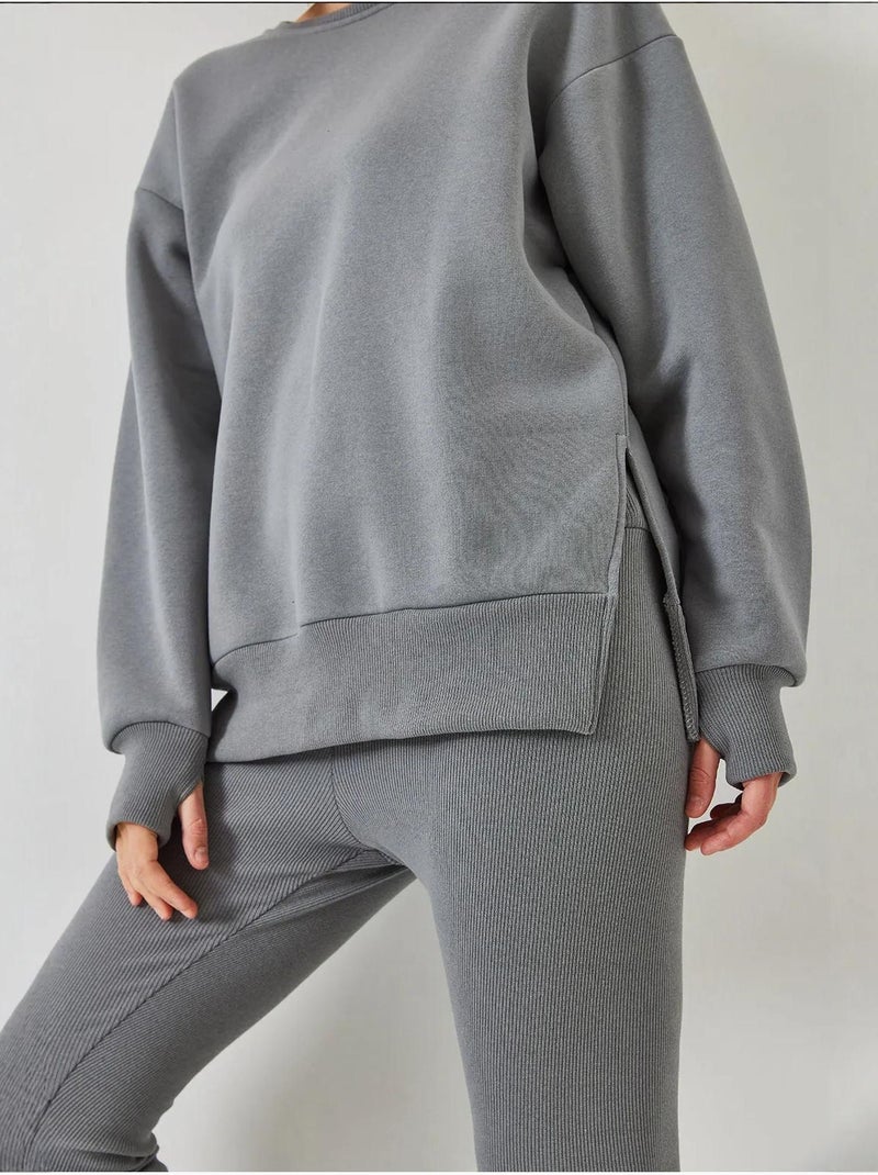 Conjunto de leggings y parte superior de canalé lucci Gris - Kiabi