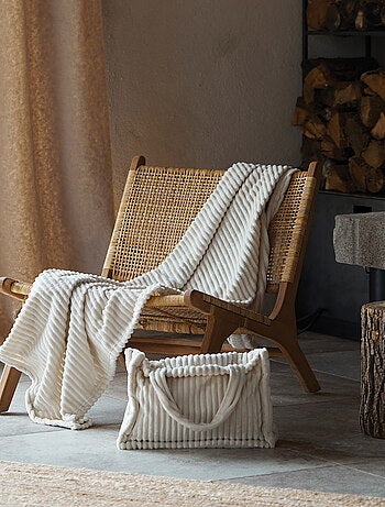 Conjunto de manta y bolso de punto elástico