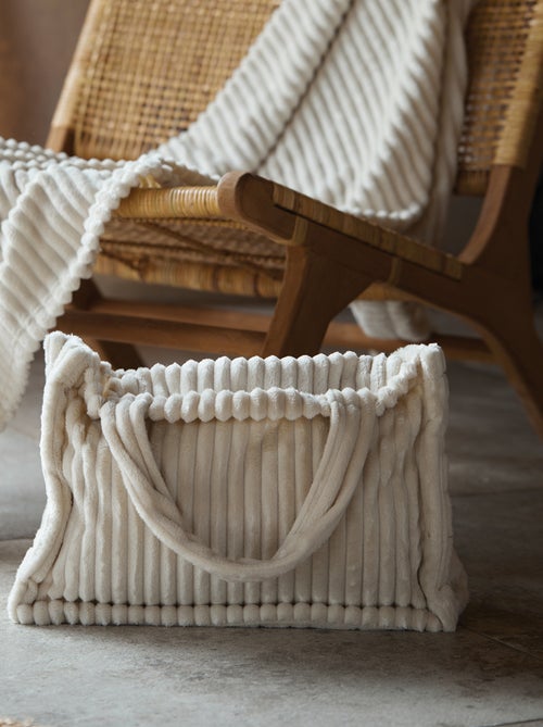 Conjunto de manta y bolso de punto elástico - Kiabi