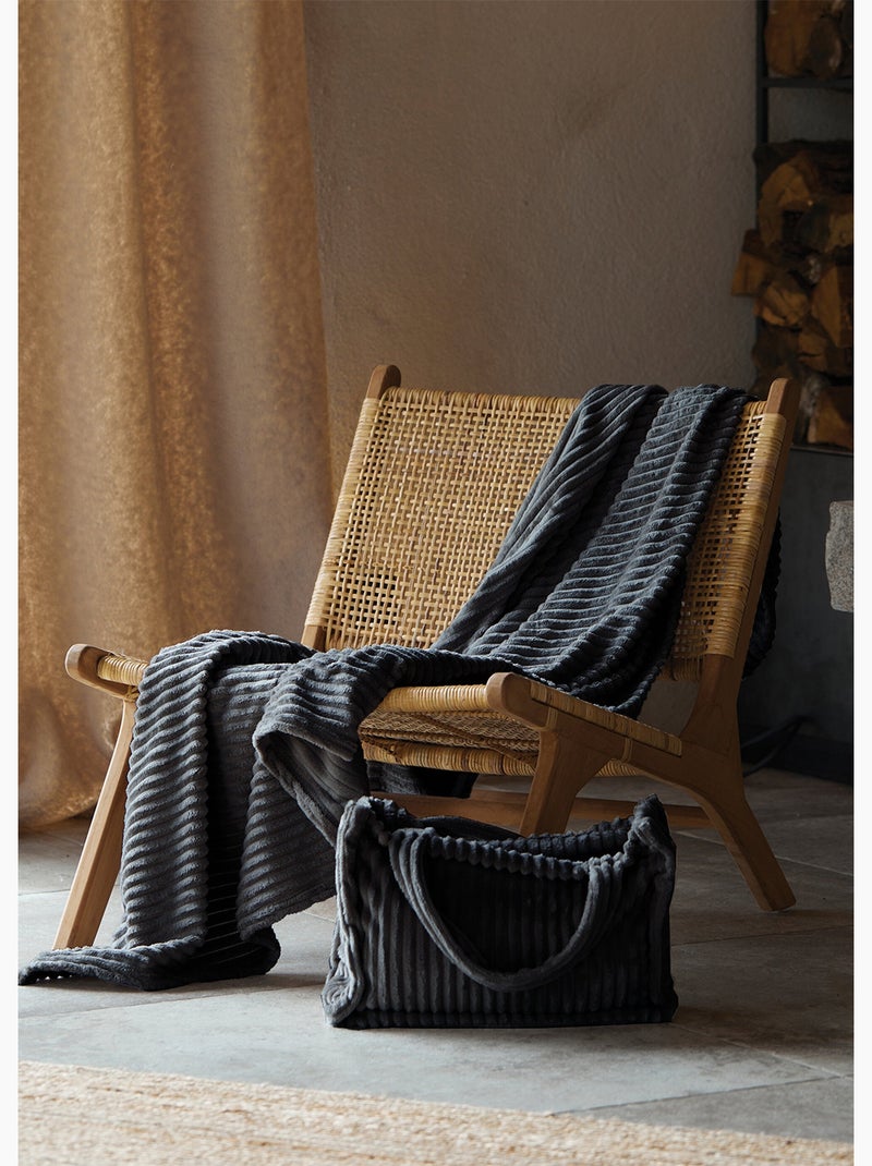 Conjunto de manta y bolso de punto elástico Gris antracita - Kiabi