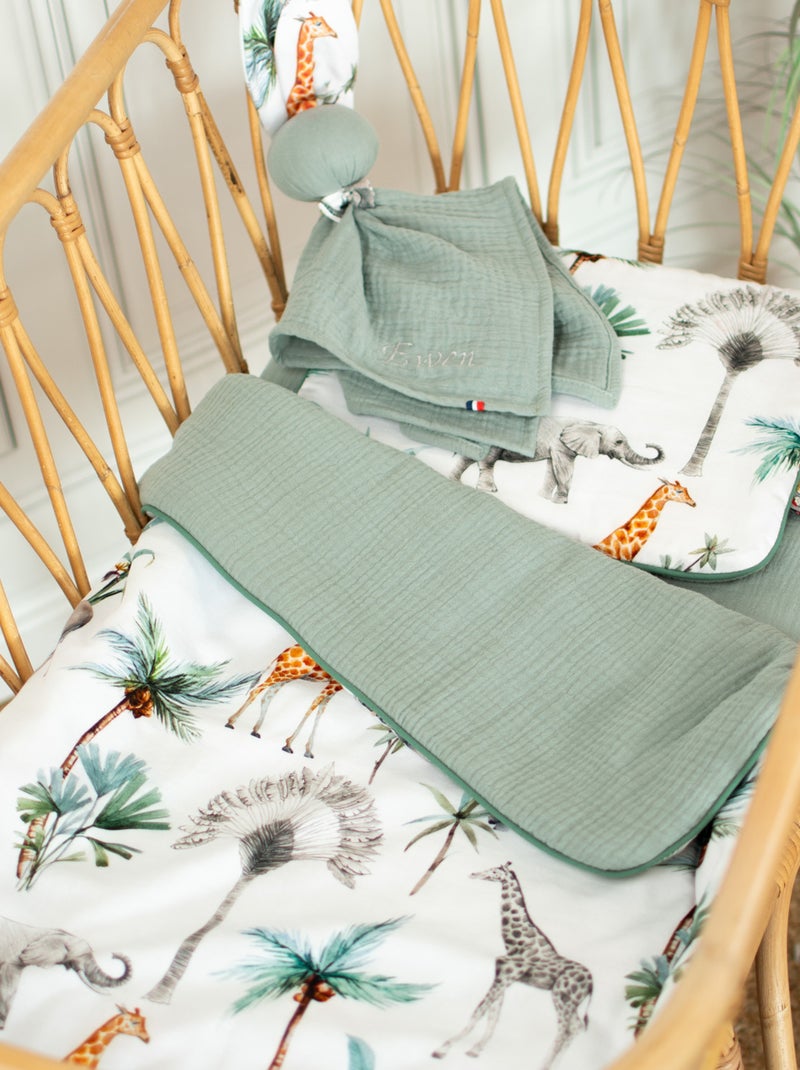 Conjunto de manta y cojín para cuna o moisés safari | SEVIRA KIDS Verde agua - Kiabi