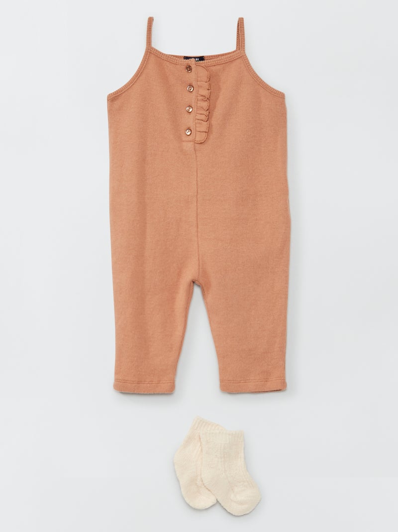 Conjunto de mono pantalón + calcetines MARRON - Kiabi