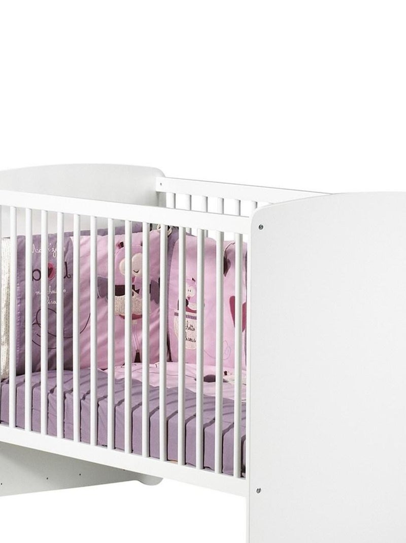 Conjunto de muebles para bebé con cuna 120x60?cm, cómoda con cambiador y armario de 2 - BABYPRICE Blanco Rosa - Kiabi