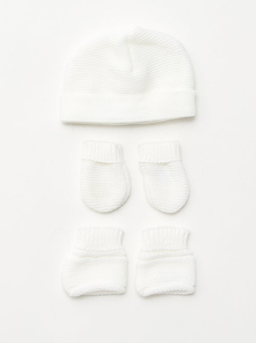 Conjunto de nacimiento gorro + manoplas + patucos de punto 'Manufacture de Layette' - Kiabi
