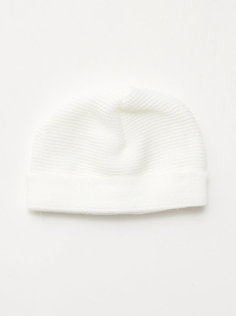 Conjunto de nacimiento gorro + manoplas + patucos de punto 'Manufacture de Layette' Blanco - Kiabi