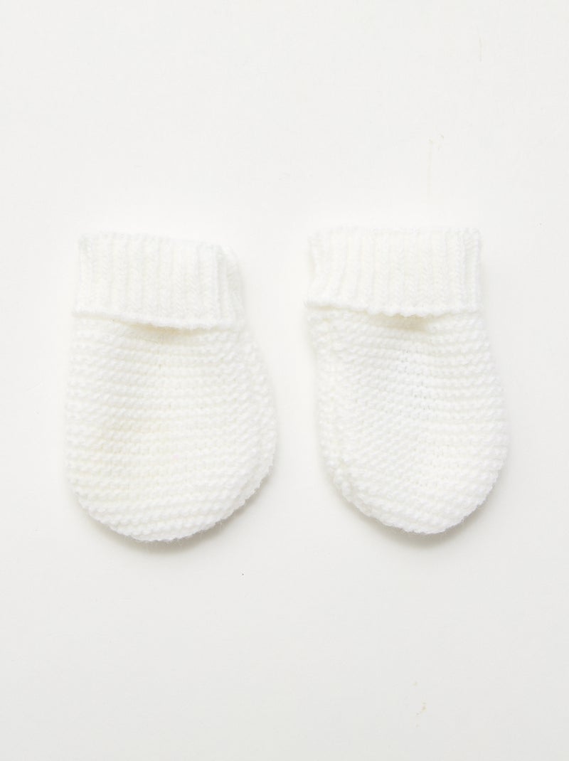 Conjunto de nacimiento gorro + manoplas + patucos de punto 'Manufacture de Layette' Blanco - Kiabi