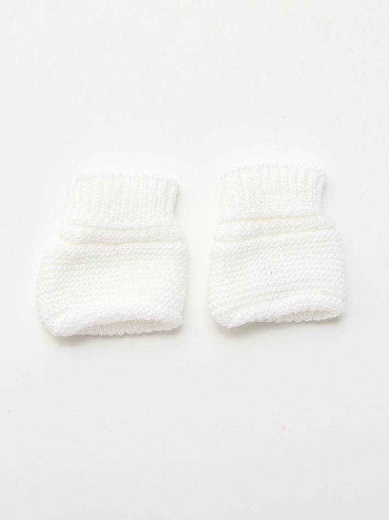 Conjunto de nacimiento gorro + manoplas + patucos de punto 'Manufacture de Layette' Blanco - Kiabi