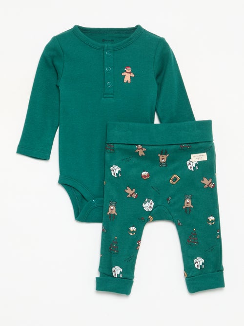 Conjunto de Navidad de 2 piezas - Body de manga larga + legging - Kiabi