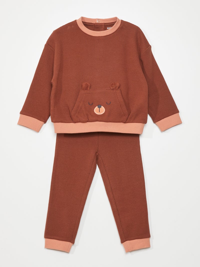 Conjunto de nido de abeja 'osito' - 2 piezas MARRON - Kiabi