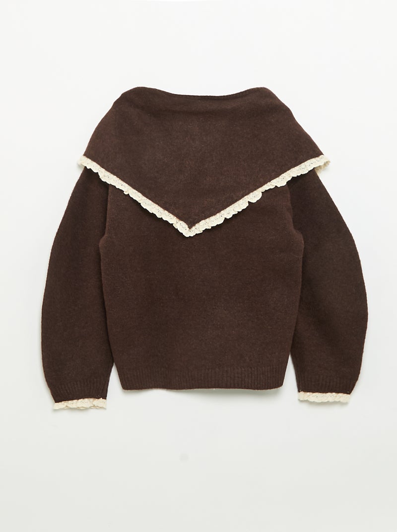 Conjunto de niña de 2 piezas con remates de ganchillo - Jersey + pañuelo Marron - Kiabi
