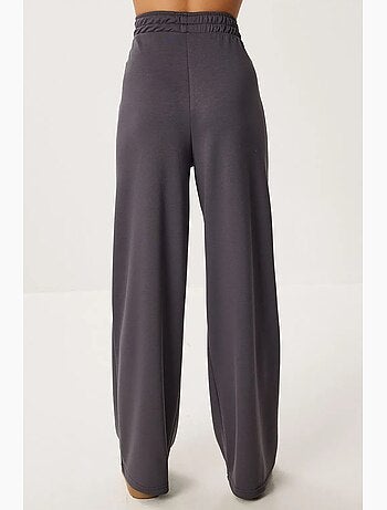 Conjunto de pantalón ancho acanalado con bloques de color istanbul