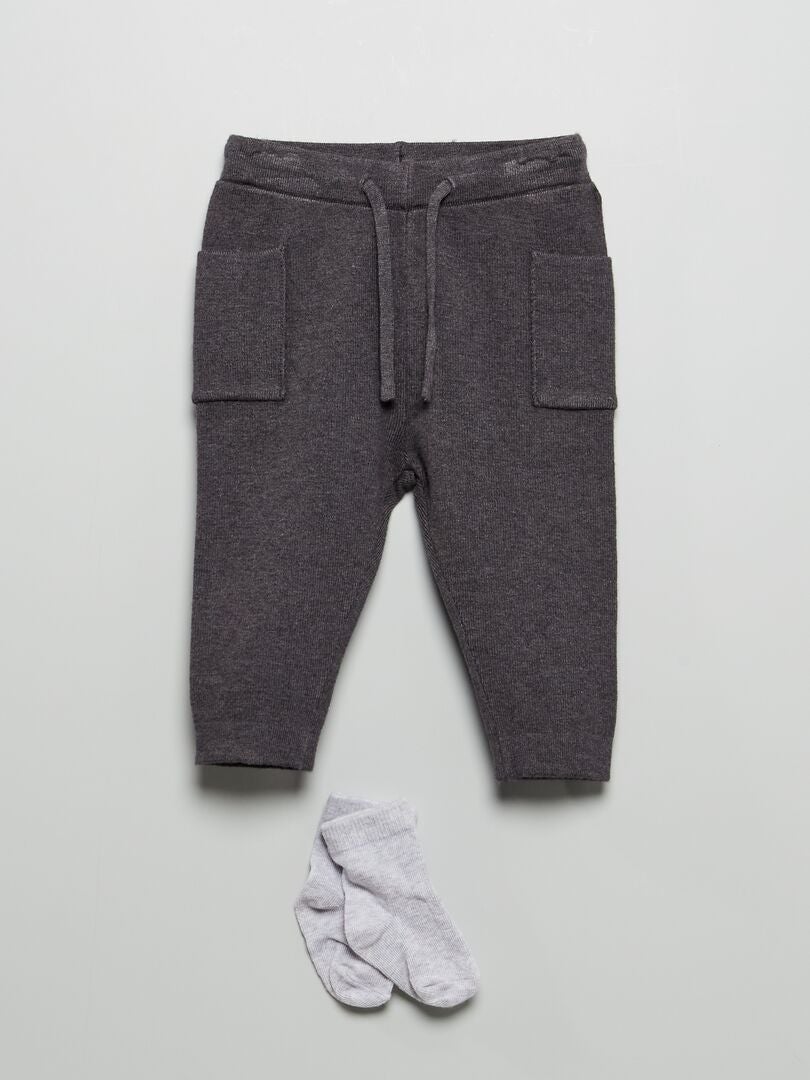 Conjunto de pantalón + calcetines - 2 piezas gris - Kiabi