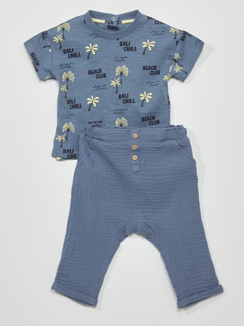 Conjunto de pantalón + camiseta AZUL - Kiabi