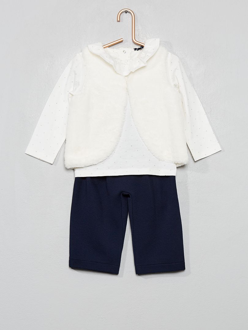 Conjunto de pantalón + camiseta + chaleco BLANCO - Kiabi