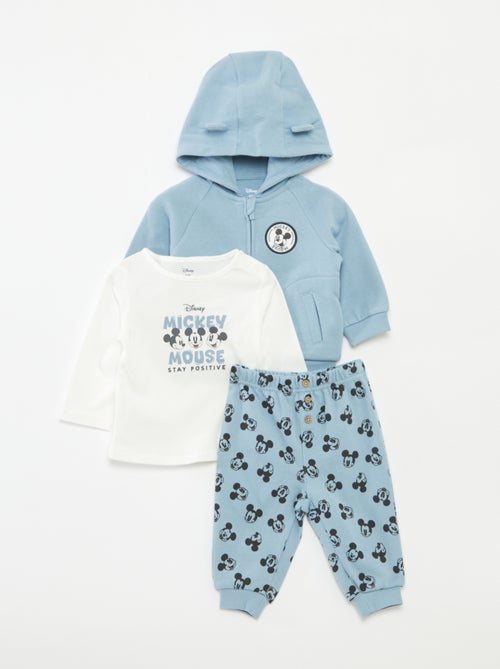 Conjunto de pantalón + camiseta + sudadera con capucha 'Mickey' - 3 piezas - Kiabi