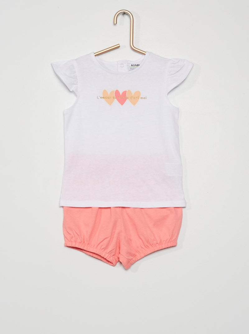 Conjunto de pantalón corto + camiseta BLANCO - Kiabi