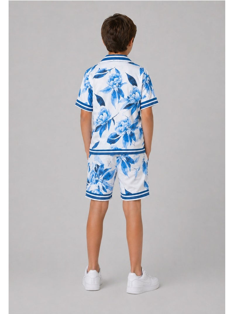 Conjunto de pantalón corto y camisa Kebello Azul - Kiabi