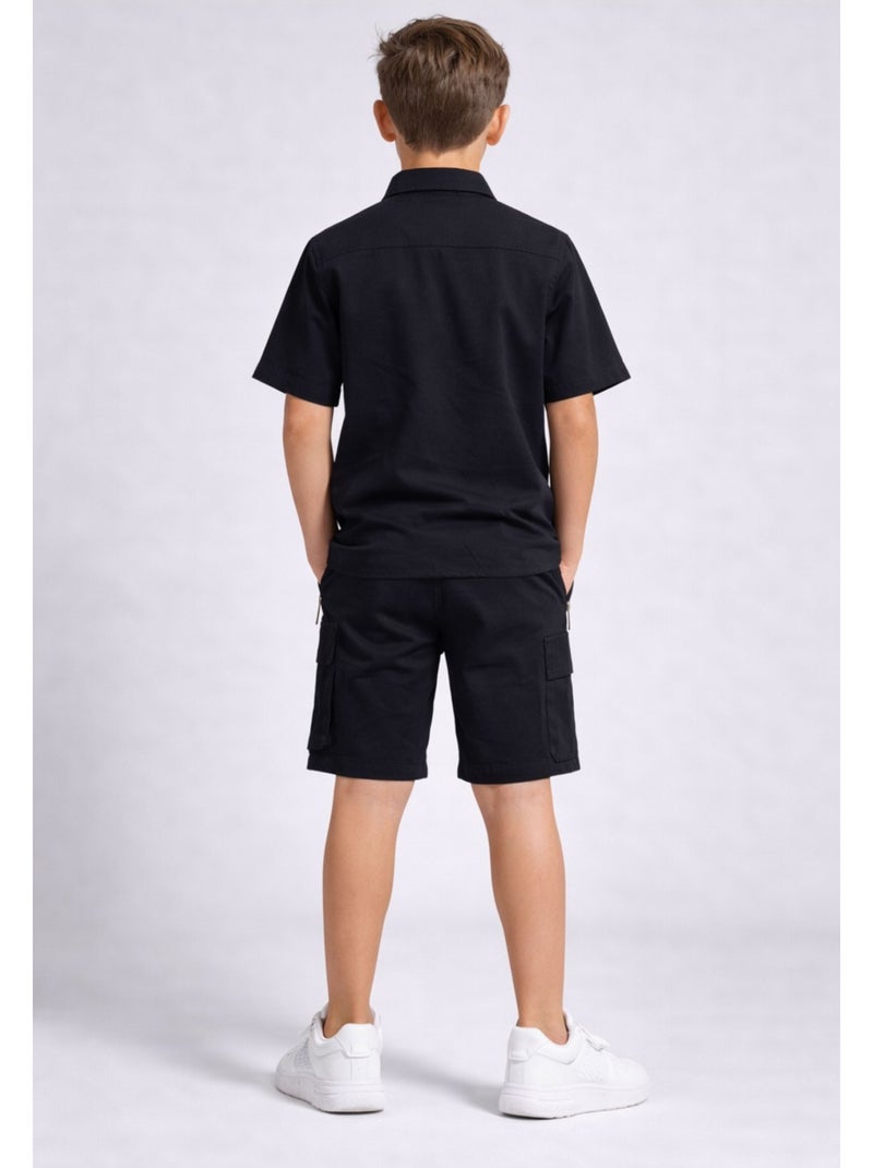 Conjunto de pantalón corto y camisa Kebello Negro Negro - Kiabi