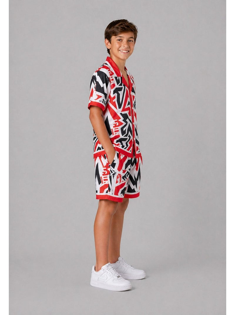 Conjunto de pantalón corto y camisa Kebello Rojo - Kiabi