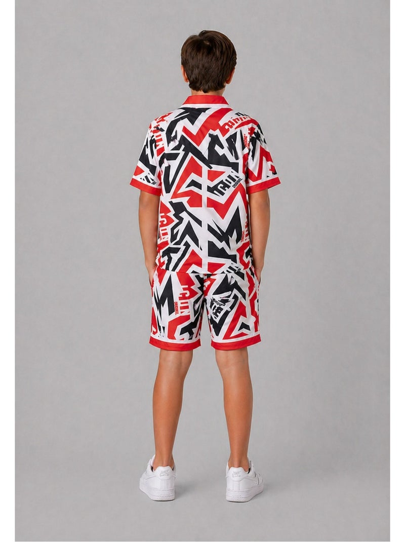 Conjunto de pantalón corto y camisa Kebello Rojo - Kiabi