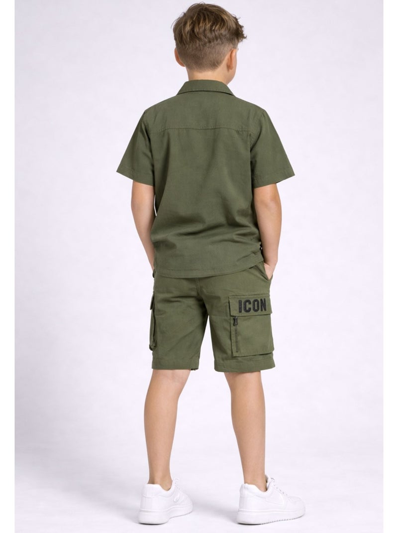 Conjunto de pantalón corto y camisa Kebello Verde - Kiabi