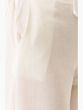 Conjunto de pantalón kimono palazzo de lino con mangas murciélago y cuello en v de bianco lucci