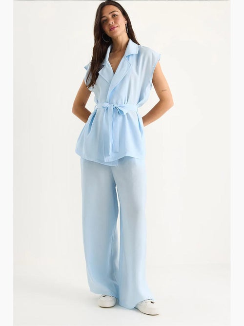 Conjunto de pantalón palazzo modal con chaleco y detalle de bolsillo de bianco lucci - Kiabi