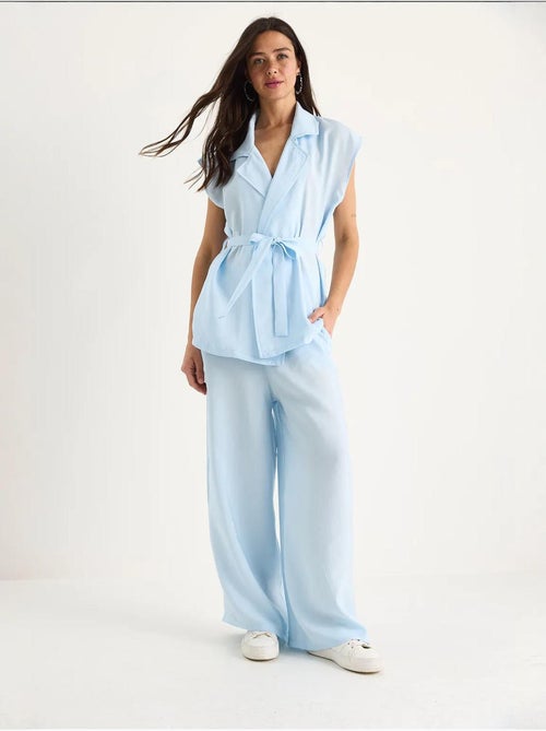 Conjunto de pantalón palazzo modal con chaleco y detalle de bolsillo de bianco lucci - Kiabi