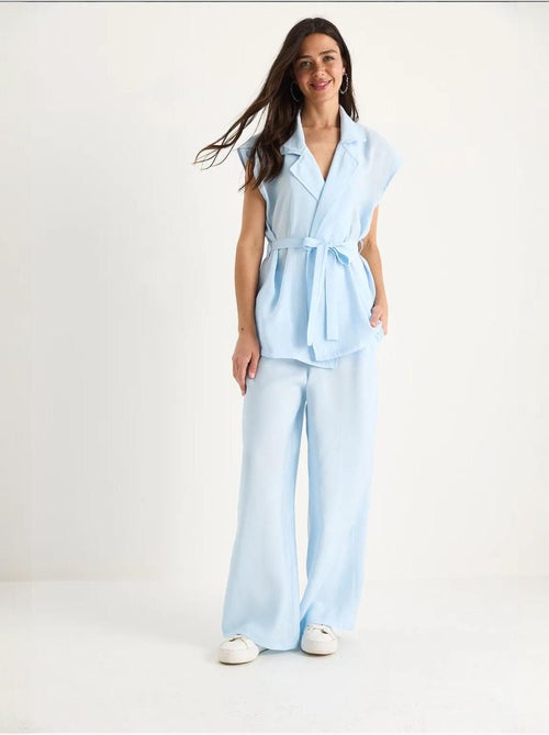 Conjunto de pantalón palazzo modal con chaleco y detalle de bolsillo de bianco lucci - Kiabi