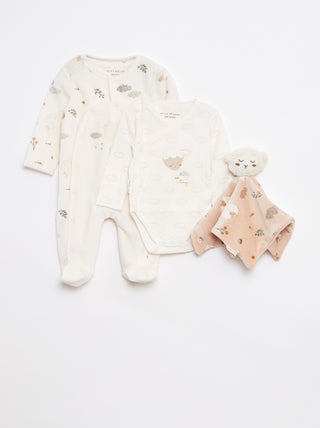 Conjunto de pelele + body + doudou - 3 piezas