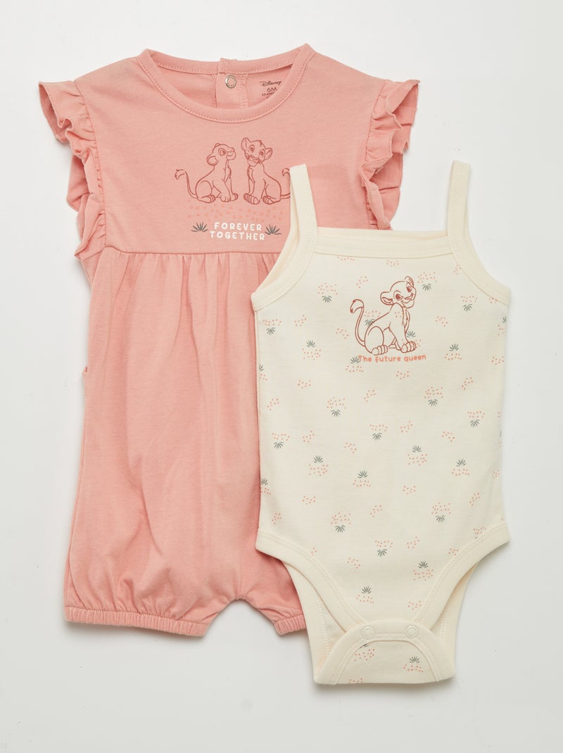 Conjunto de pelele + body 'El Rey León'  - 2 piezas ROSA - Kiabi