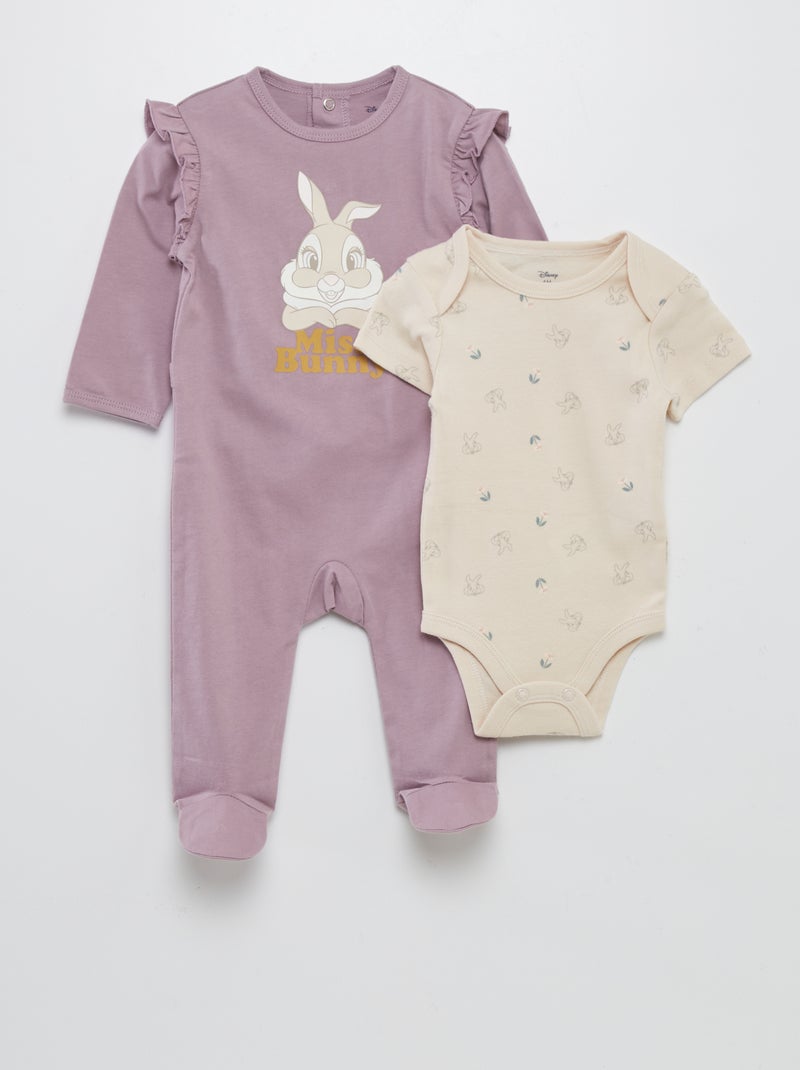 Conjunto de pelele y body 'Conejita' - 2 piezas PURPURA - Kiabi