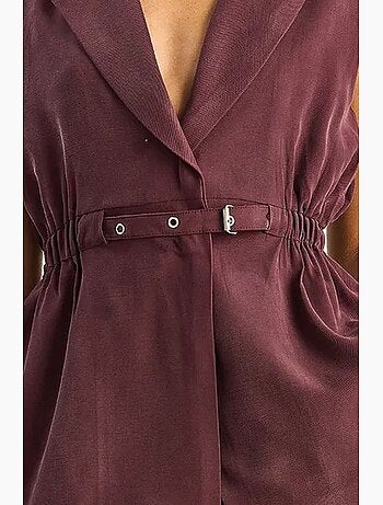 Conjunto de pernera ancha de talle alto con cuello de chaqueta lucci